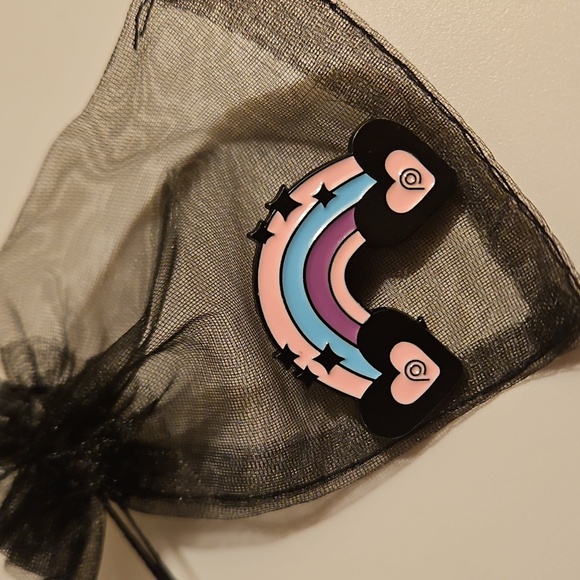 Handmade LGBTQ+ Enamel Pin 1" Trans Rainbow Pop Pin Heart Pink Purple and blue - Picture 11 of 17